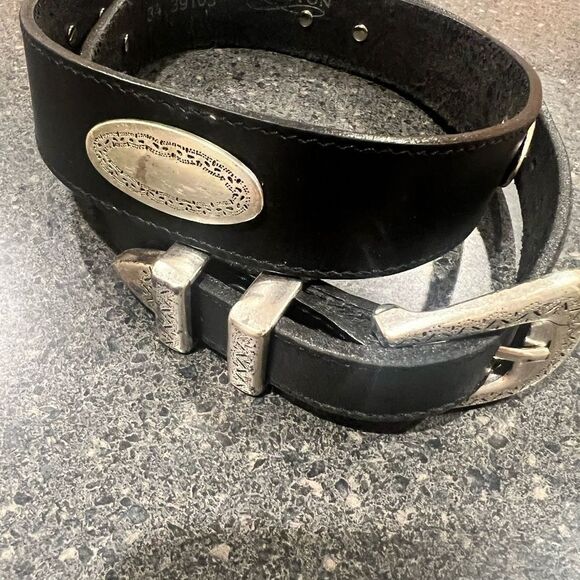 Brighton Accessories - Brighton 39103 Black Leather Belt with Silver Buckle size 34